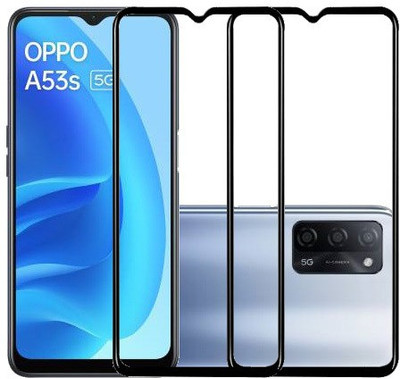 HOBBYTRONICS Edge To Edge Tempered Glass for Oppo A53s 5G, Oppo A15s(Pack of 2)
