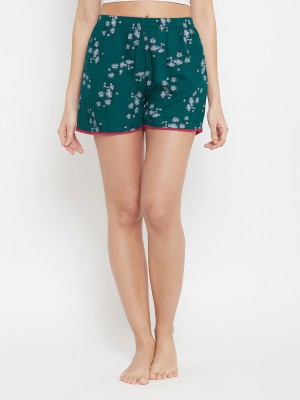 Clovia Floral Print Women Green Boxer Shorts