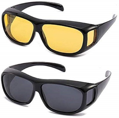 GOPINATH AUTOLINK Oval Sunglasses(For Men & Women, Yellow, Black)