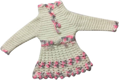 Cute Collection Woven Round Neck Casual Baby Girls Multicolor Sweater