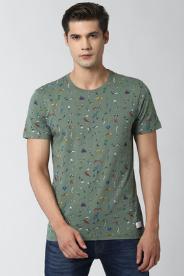 peter-england-printed-men-round-neck-green-t-shirt