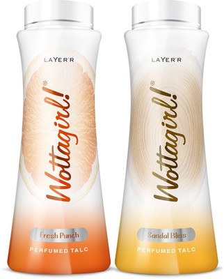 LAYER'R Wottagirl Fresh Punch 100g | Sandal Bliss Perfumed Talc 100g Combo(2 x 100 g)
