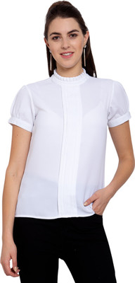 Style Quotient Casual Short Sleeve Solid Women White Top