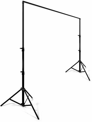 WON BRAND 9X8 Feet Photography/Filming Backdrop Stand Back Screen Support System, 2 in 1 Kit) Tripod(Black, Supports Up to 6000 g)