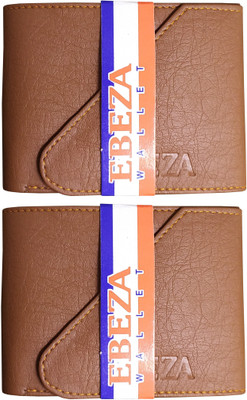 EBEZA Men Casual Tan Artificial Leather Wallet(5 Card Slots, Pack of 2)