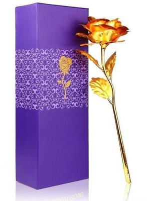 Case Creation Gold, Red Rose Artificial Flower(10 inch, Pack of 1, Single Flower)
