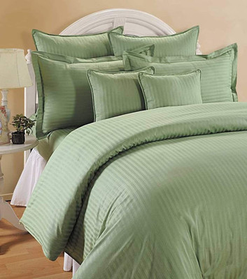 RRC 144 TC Microfiber Double Striped Flat Bedsheet(Pack of 1, Green)