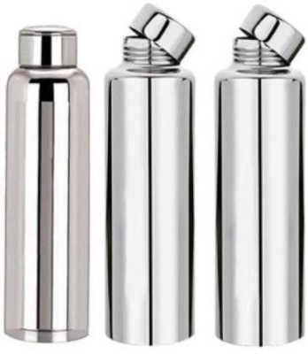 Aquasleri Stainless steel 1000ml water bottle (pack of 3) school college picnic party office 1000 ml Bottle(Pack of 3, Silver, Steel)