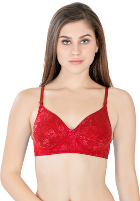 Florich Women Full Coverage Lightly Padded Bra(Red)
