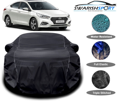 Swarish Car Cover For Hyundai Fluidic Verna (With Mirror Pockets)(Black)
