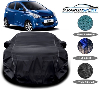 Swarish Car Cover For Hyundai Eon (With Mirror Pockets)(Black)