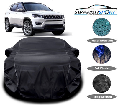 Swarish Car Cover For Jeep Compass (With Mirror Pockets)(Black)