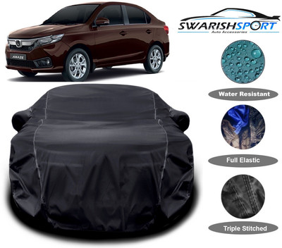Swarish Car Cover For Honda Amaze (With Mirror Pockets)(Black)