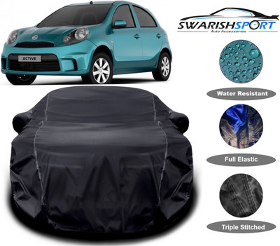 Swarish Car Cover For Nissan Micra Active (With Mirror Pockets)(Black)