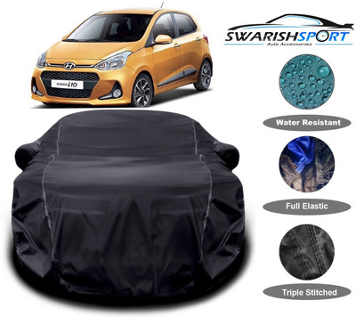 Swarish Car Cover For Hyundai Grand i10 (With Mirror Pockets)(Black)