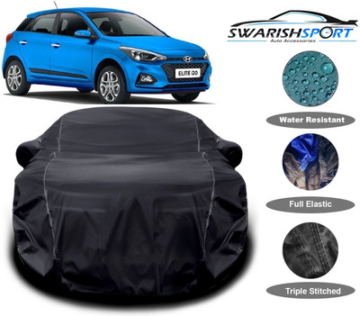 Swarish Car Cover For Hyundai Elite i20 (With Mirror Pockets)(Black)