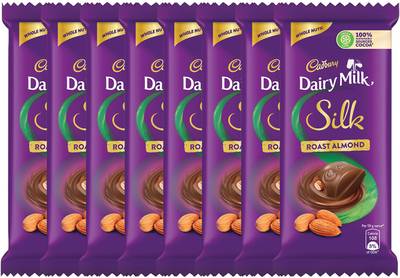 Cadbury Dairy Milk Silk Roast Almond Chocolate Bar, 58g – Pack of 8 Bars  (8 x 58 g)