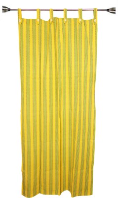 HOMEFLY 150 cm (5 ft) Cotton Room Darkening Window Curtain Single Curtain(Striped, Yellow, Green)