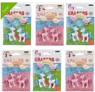 Spocco ™2 Unicorn with Rainbow Eraser Packs Colorful Cute Pencil Eraser Non-Toxic Eraser(Set of 6, Multicolor)