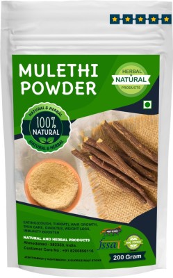 NATURAL AND HERBAL PRODUCTS Mulethi Powder | Jeshthamadh | Yashtimadhu | Liquorice Root Sticks For Eating(Cough, Throat), Hair Care, Skin Care(Face Mask, Skin Brightening, Evens Skin Tone), Diabetes, Weight Loss and Immunity Booster(200 g)