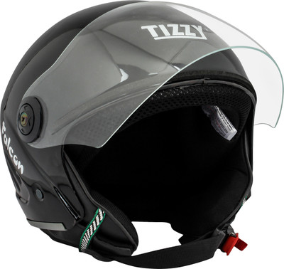 TIZZY Half Face ISI Marked with Adjustable strap fro Men & Women Bike & Scooty Riding Motorbike Helmet(Black)