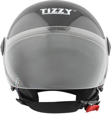 TIZZY Half Face ISI Marked with Adjustable strap fro Men & Women Bike & Scooty Riding Motorbike Helmet(D.Grey)