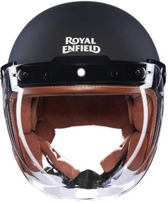 ROYAL ENFIELD Lthr. Trim Helmet Motorbike Helmet(Matt Black)