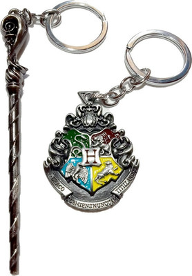 Abelestore Hogwarts houses + wand Combo Key Chain