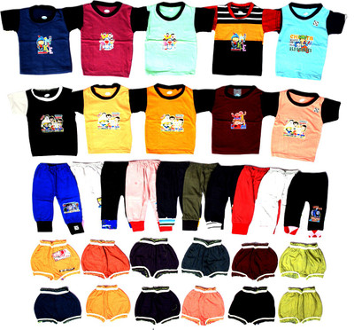 ALUXDON Baby Boys & Baby Girls Casual T-shirt Pyjama, Bloomer(Multicolors)