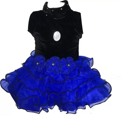 Lalisha Baby Girls Midi/Knee Length Festive/Wedding Dress(Blue, Sleeveless)