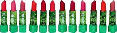 ads Green tea lipstick set of 12 multicolor waterproof(Multicolor, 1.5 g)
