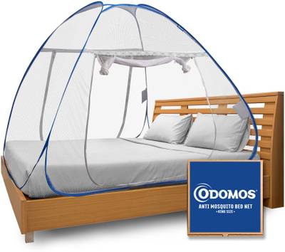 Odomos Polyester Adults Washable Anti Bed Mosquito Net  (Blue and White, Tent)