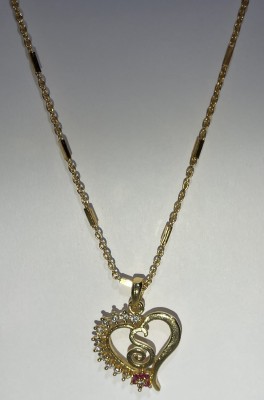 kalbherav S letter locket pendants alphabet name gold plated alloy new model design with 19 inch chain for girls/women Gold-plated Alloy Pendant Set