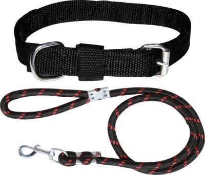 Pet Club51 Saway Black Collar & Black Multi Rope Dog Collar & Leash(Small, Black)
