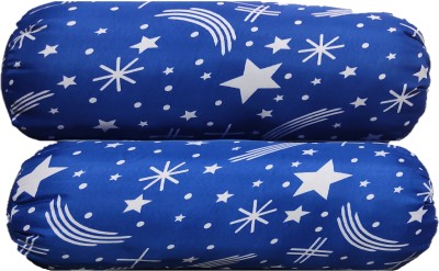 ACZO FEEL Microfibre Abstract Bolster Pack of 2(Blue, White)