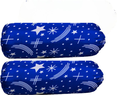 ACTOS Microfibre Abstract Bolster Pack of 2(Blue, White)