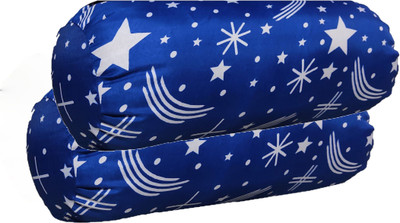 GKM Microfibre Abstract Bolster Pack of 2(Blue, White)