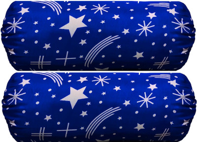 GKM Microfibre Abstract Bolster Pack of 2(Blue, White)