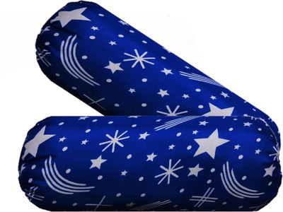 ACTOS Microfibre Abstract Bolster Pack of 2(Blue, White)