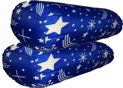 GKM Microfibre Abstract Bolster Pack of 2(Blue, White)