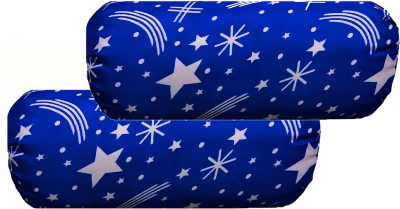 GKM Microfibre Abstract Bolster Pack of 2(Blue, White)