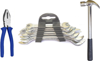 DUMDAAR In the Box Claw Hammer Plier with 8pc Chavi Wrench set Hand Tool Kit(10 Tools)