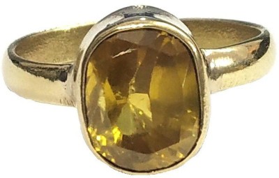 Aurra Stores 5-6 Carat Citrin gemstone Adjustable panchdhatu Ring For men and women (Lab Certified) Metal Citrine Gold Plated Ring