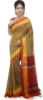 dehi saree Embellished Tant Cotton Silk Saree(Beige)