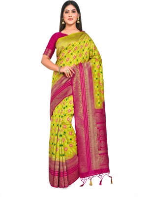 MIMOSA Woven Patola Art Silk Saree(Multicolor)