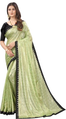 V-Art Embroidered Bollywood Lycra Blend Saree(Light Green)