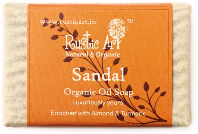RUSTIC ART Organic Sandal Bath Soap |Handmade| Cold Processed |No Synthetic Fragrance(100 g)