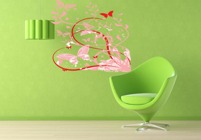 Digi2cart 50 cm Butterfly And Heart Self Adhesive Sticker(Pack of 1)