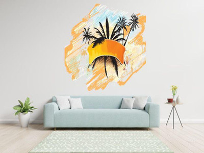 Digi2cart 50 cm Coconut Tree Self Adhesive Sticker(Pack of 1)