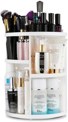 inovera Cosmetic Makeup Storage Holder Organizer Adjustable 360 Rotation Box Cosmetic Makeup Organizer Vanity Box(White)